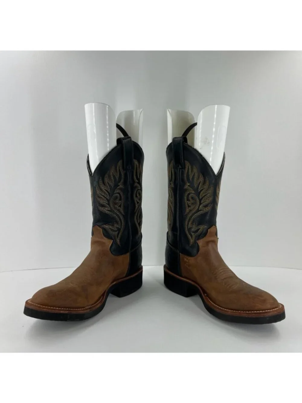 Justin Mens Paluxy 5018 Black Brown Leather Cowboy Western Boots 7 B Narrow USA